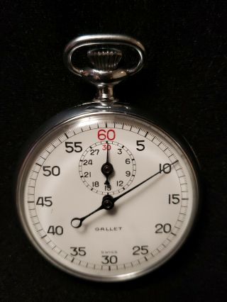 Vintage Swiss Made Gallet 314w Mechanical Wind Up Stopwatch