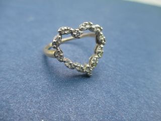 Vintage 14k Diamond Heart Ring,  Yellow Gold Sz.  9,  24 Diamonds,  Previously Owned