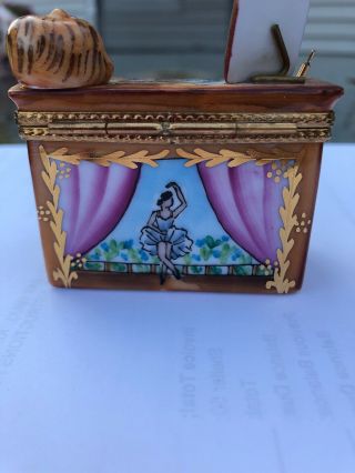 vintage limoges trinket box peint main Upright Piano with Candelabra And Cat 8