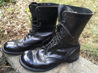 Vintage Military Corcoran 1500 Jump Boots Black Cap Toe Mens 12 D Cond