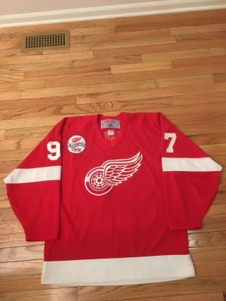 Detroit Red Wings Nhl Vintage Ccm 1997 Stanley Cup Jersey Believe Patch Men 