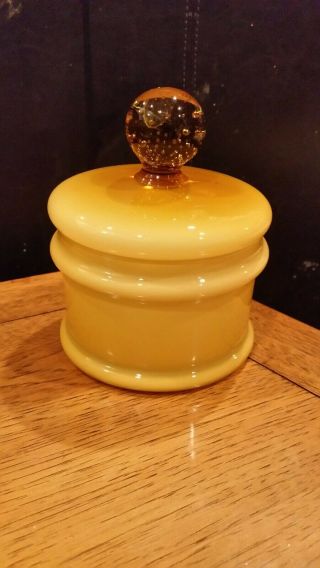 Vintage Empoli Butterscotch glass Apothecary jar 8