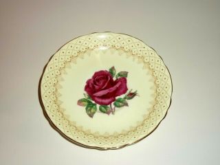 VINTAGE PARAGON DOUBLE WARRANT RED CABBAGE ROSE TEA CUP & SAUCER R.  JOHNSON 3