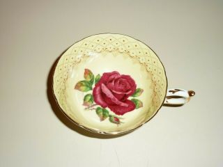 VINTAGE PARAGON DOUBLE WARRANT RED CABBAGE ROSE TEA CUP & SAUCER R.  JOHNSON 4