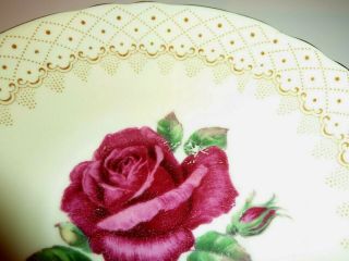 VINTAGE PARAGON DOUBLE WARRANT RED CABBAGE ROSE TEA CUP & SAUCER R.  JOHNSON 5