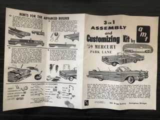 59 Mercury 3 in 1 Convertible Customizing Kit 139 AMT Parts/Original Box 4