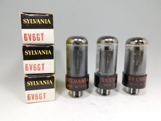 Sylvania 6v6gt Vintage Tube Trio Smoked Glass Top Round Getter Nos (test 111)