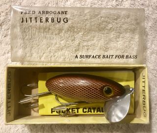 Fishing Lure Fred Arbogast Jitterbug Rare Brown Scale - Box Papers Tackle Bait