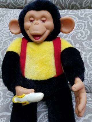 Vintage Mr.  Bim Zippy Monkey W/ Banana Plush Doll Rubber Face