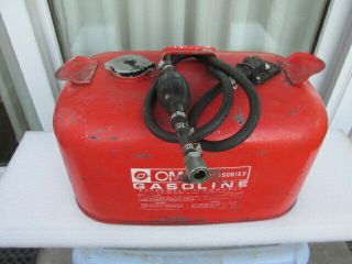 Vintage Omc 6 - Gallon Metal Outboard Motor Gas Tank & Line Inside