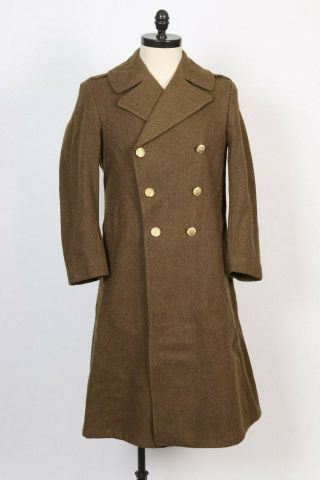 Vintage WWII Wool OD Military Overcoat Dated 1941 USA Mens Size 36 R 2