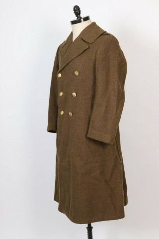 Vintage WWII Wool OD Military Overcoat Dated 1941 USA Mens Size 36 R 3
