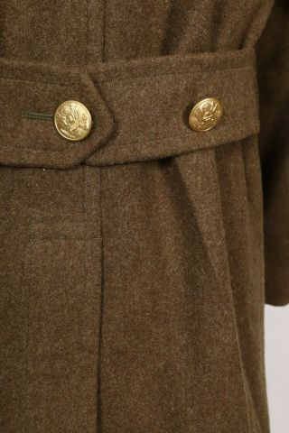 Vintage WWII Wool OD Military Overcoat Dated 1941 USA Mens Size 36 R 5