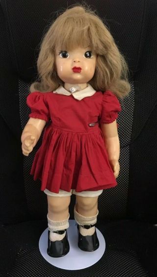 Vtg Terri Lee 16” Hard Plastic With Red Tagged Dress Wig