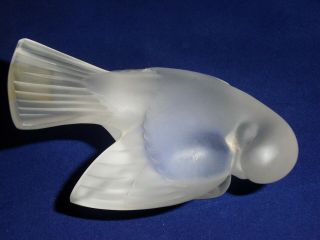 Vintage Lalique France Sparrow Crystal Glass Paperweight Bird