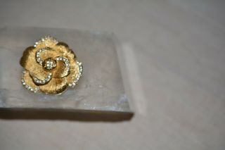 Vintage Christian Dior Haute Couture Flower Rose Pave Rhinestone Brooch Pin 3