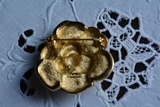 Vintage Christian Dior Haute Couture Flower Rose Pave Rhinestone Brooch Pin 6