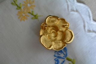 Vintage Christian Dior Haute Couture Flower Rose Pave Rhinestone Brooch Pin 7
