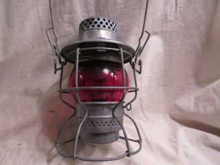 Adlake Kero Penn Central Railroad Lantern Red Globe Vintage Very