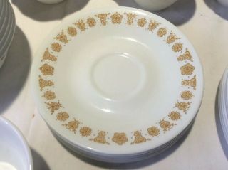 32 VTG CORELLE CORNING BUTTERFLY GOLD FLOWER dinnerware plates bowls cup saucers 5
