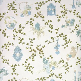 1960s Vintage Wallpaper Retro Kitchen Wallpaper With Blue Kitchen Decor And Ivy