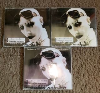 3 Vintage Rare Marilyn Manson Singles Set People 1,  2 & Enhanced Read