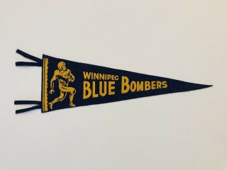Vintage 60s Winnipeg Blue Bombers Football Pennant Canadian Football League Cfl