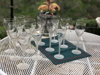 6 Vintage Mikasa Alexandra White Frosted Stem 9.  5” Wine Glasses Elegant Wedding