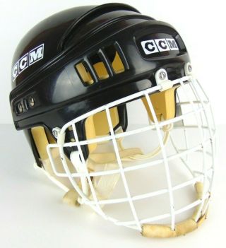 Vintage Ccm Black Hockey Helmet Sz M / L Adjustable Vtg Hecc Pt - 14 Mask