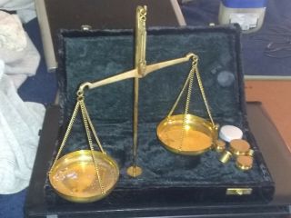 Vintage California Gold Rush Era Balance Scale With Case And Weights