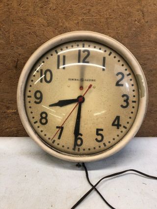 Vintage School House Industrial General Electric Wall Clock 14.  5 "