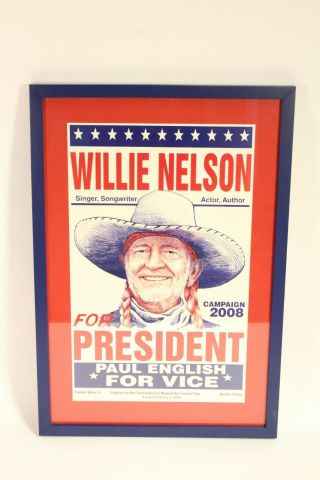 Vintage Willie Nelson For President 2008 22x14 " Poster Lmtd Ed Of 5000 Art Print
