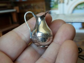 Antique French Dollhouse Miniature Sterling Silver Wash Bowl & Pitcher 1:12 8