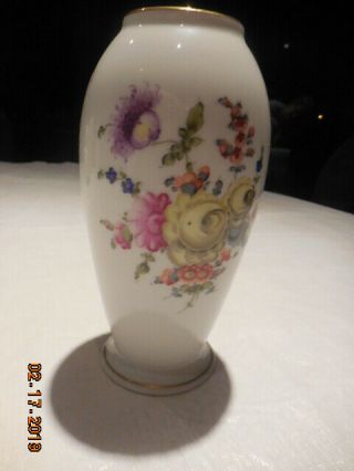 Vintage Vase With Flowers,  From Herend,  Hungary,  7 " High