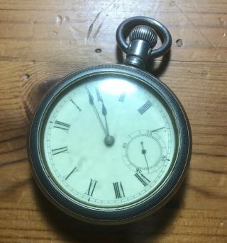 Antique Silver Waltham Broadway 7j 18s Model 1877 Pocket Watch And Case