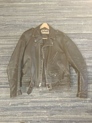 Schott Nyc,  Sportswear Size 40,  Vintage Leather Motorcycle Jacket,  Made In Usa