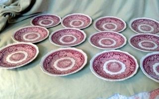 Vintage Masons Pink Vista Ironstone Small Bread And Butter Plates/ 12 Plates
