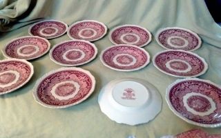 Vintage Masons Pink Vista Ironstone Small Bread and Butter Plates/ 12 Plates 5