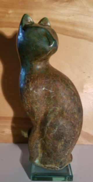 Rare Vintage Mid Century Modern Tony Evans Raku Sculpture Pottery Cat