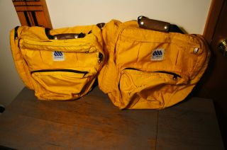 Vintage Madden Yellow Leather Handle Bicycle Vtg Panniers Bags Retro Bike Cargo