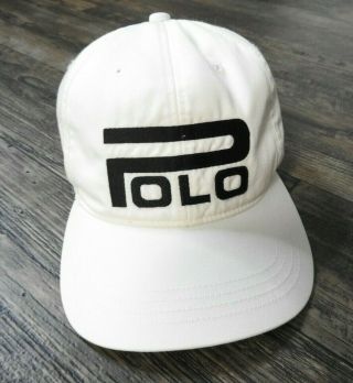 Polo Sport 90s Vintage Spellout White Embroidered Strapback Dad Hat Ralph Lauren