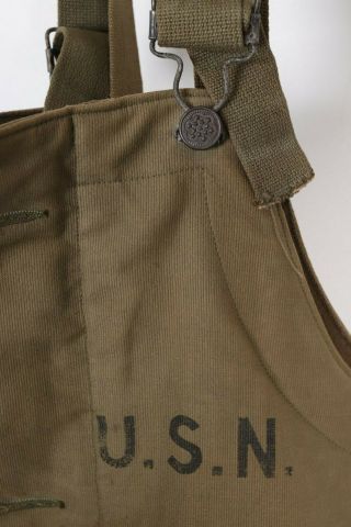 Vintage Wwii Usn Us Navy Deck Overalls Bibs Usa Mens Size Medium