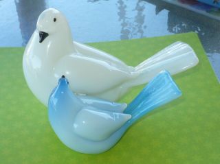 Vintage Large Murano? Glass Sculpture Of 2 Birds Mother & Baby Italy