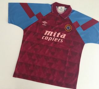 Aston Villa 1990/92 Home Football Shirt L Soccer Jersey Umbro Vintage Maglia