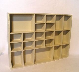 Vintage Wooden Wall Mount 22 Shelf Shadow Box 12 " X 16 1/2 " X 2 " Painted 1 Side