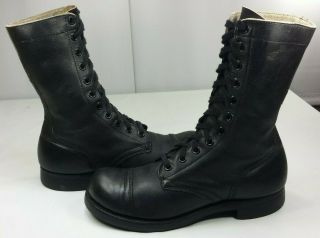 Vntg Vietnam War Era Combat Military Field Boots Black Leather Usa Euc Sz 8½ R