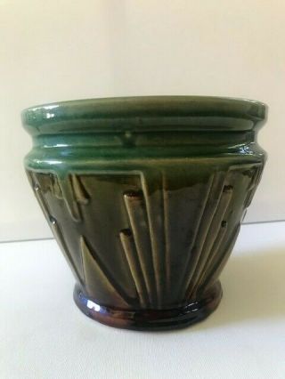 Green & Brown Glazed Planter,  Majolica Jardiniere,  Pottery,  Vintage,  No Chips