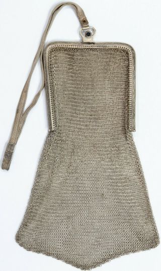 Whiting And Davis Sterling Silver Mesh Bag 6in