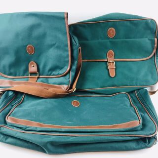 Vtg Ralph Lauren 3 Piece Polo Green Travel Carry On Rolling Suitcase Luggage
