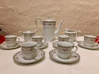 Noritake Glenwood 5770 Vintage Porcelain Tea Or Coffee Pot Set 15 Piece